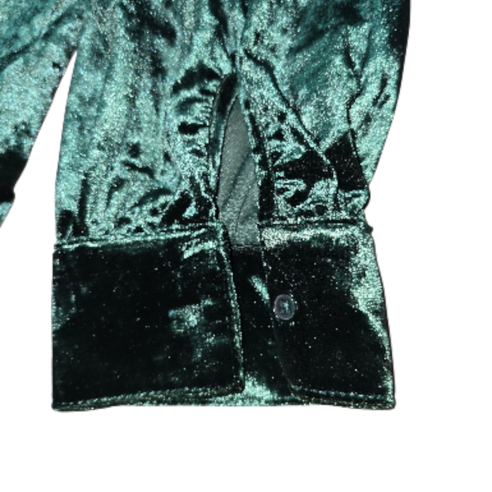 Cupio Emerald Velvet Blouse 2X Long Sleeve Festive/Workwear Button Down - Picture 6 of 10